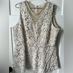 White lace peplum top